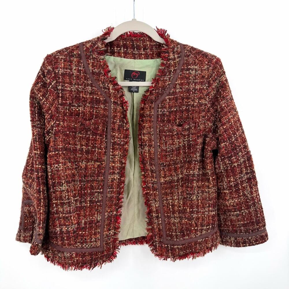 True Meaning Vintage Red Brown Tweed Blazer Size M